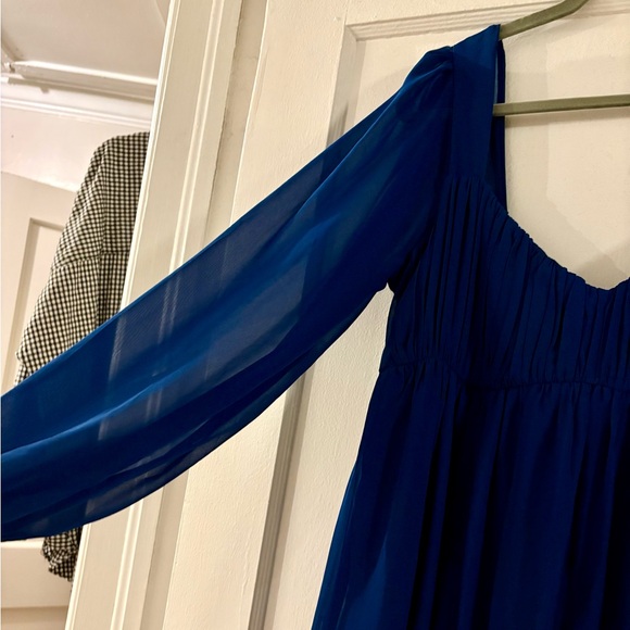 Abercrombie Long-Sleeve Ruched Babydoll Mini Dress in Blue - Picture 3 of 8